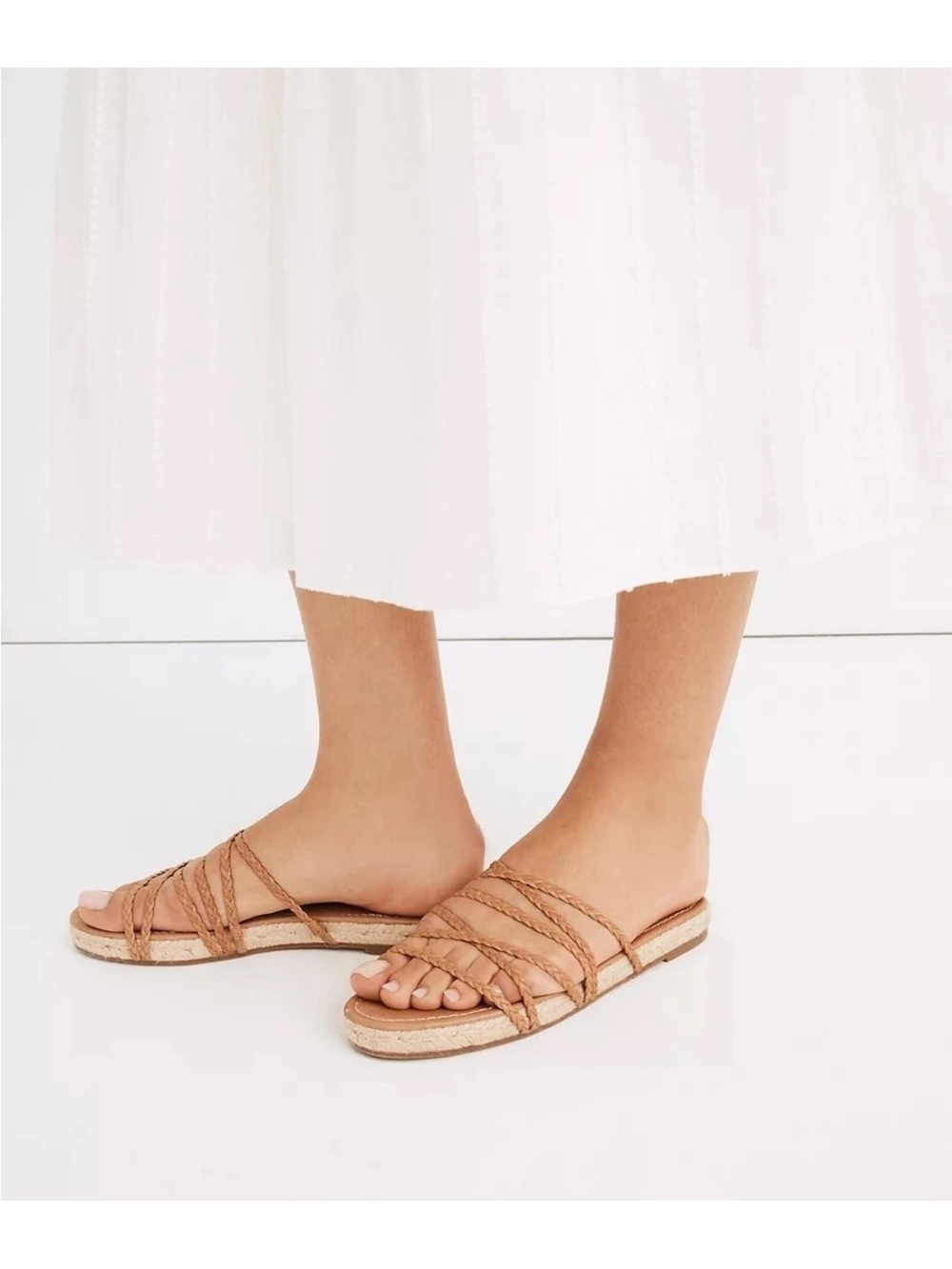 Madewell‎ Braided Multi-Strap Slide Sandals in Tan